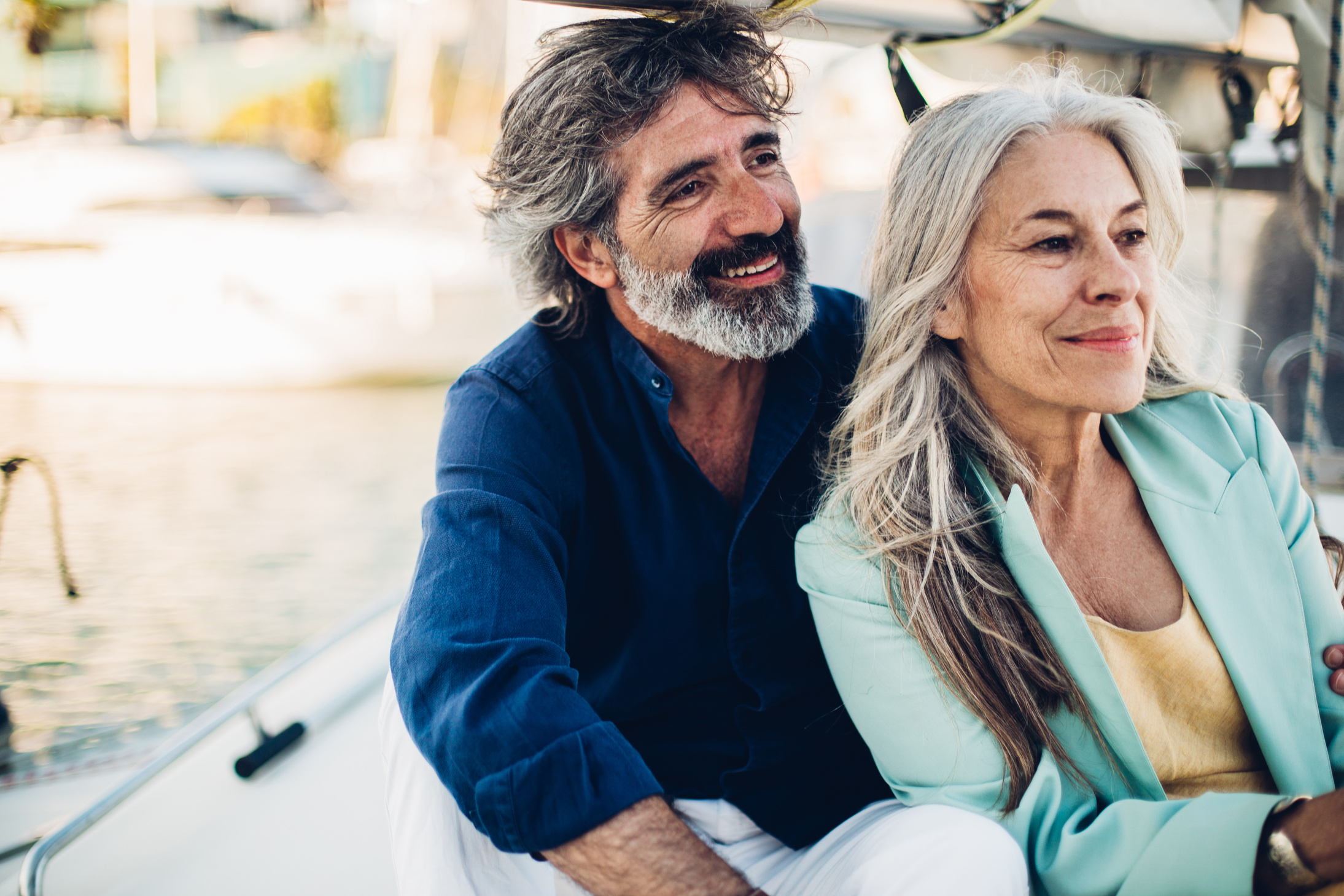Old couple on a boat